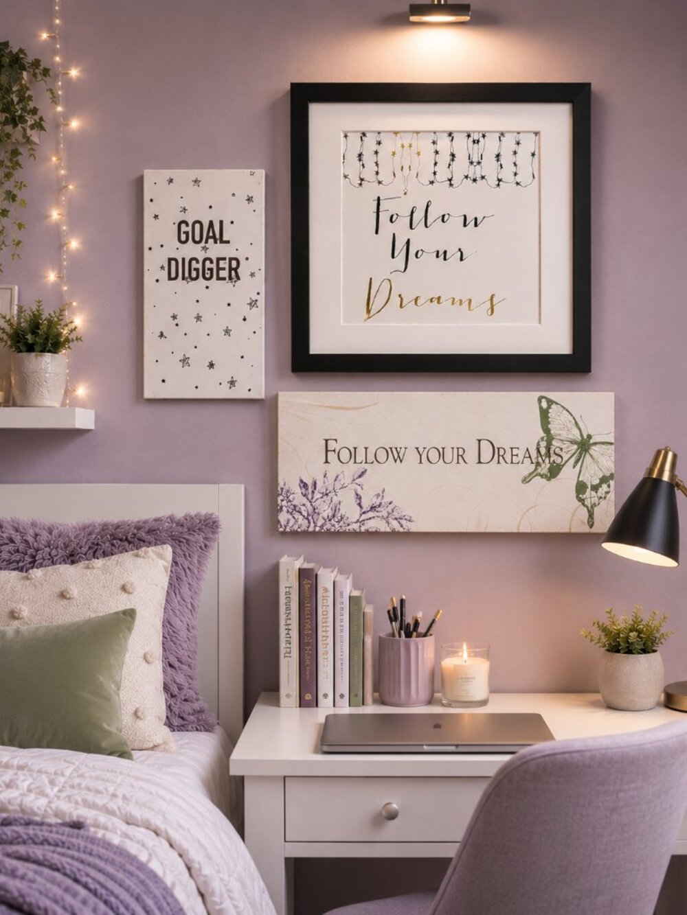 Boho Decor Follow Your Dreams Wall Art Set - Framed Inspirational Gifts